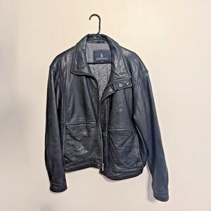 London Fog Men's Genuine Leather Jacket – Black – Size L